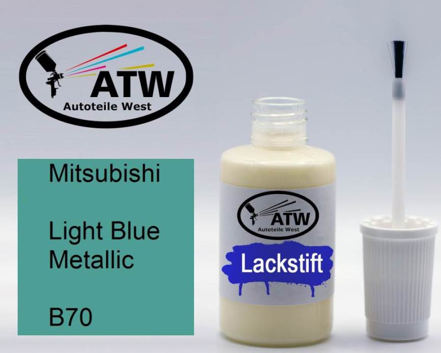 Mitsubishi, Light Blue Metallic, B70: 20ml Lackstift, von ATW Autoteile West.